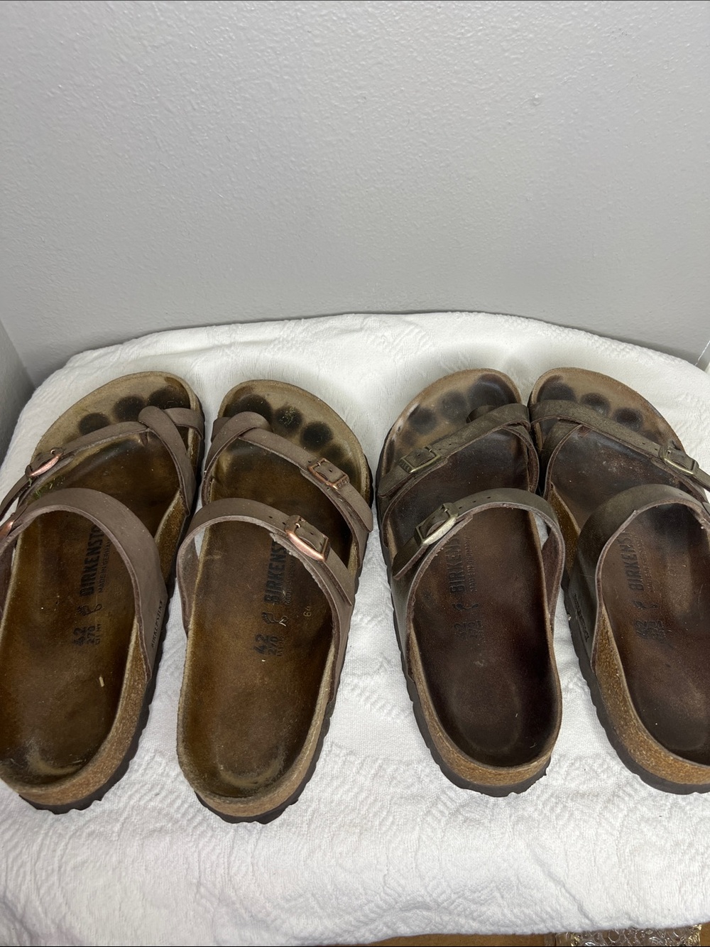 Birkenstock Taupe Brown Toe Strap Sandals 2 Pair Size 11 / 42